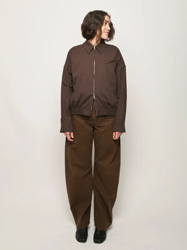Hickory Brown Hibro Luxe Spring Twill Bomber made by Tibi