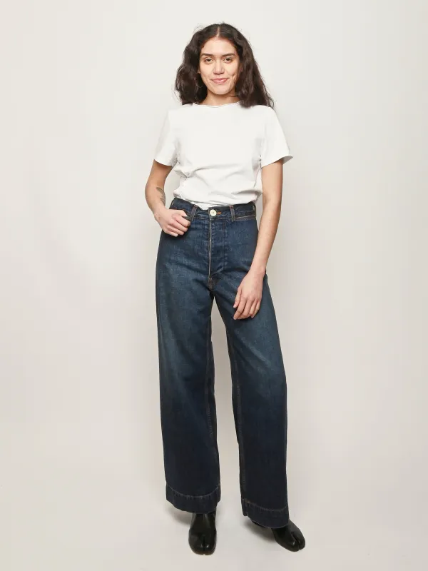 Regenerative Japanese Denim/Medium Roast Sailor Pants made by Jesse Kamm