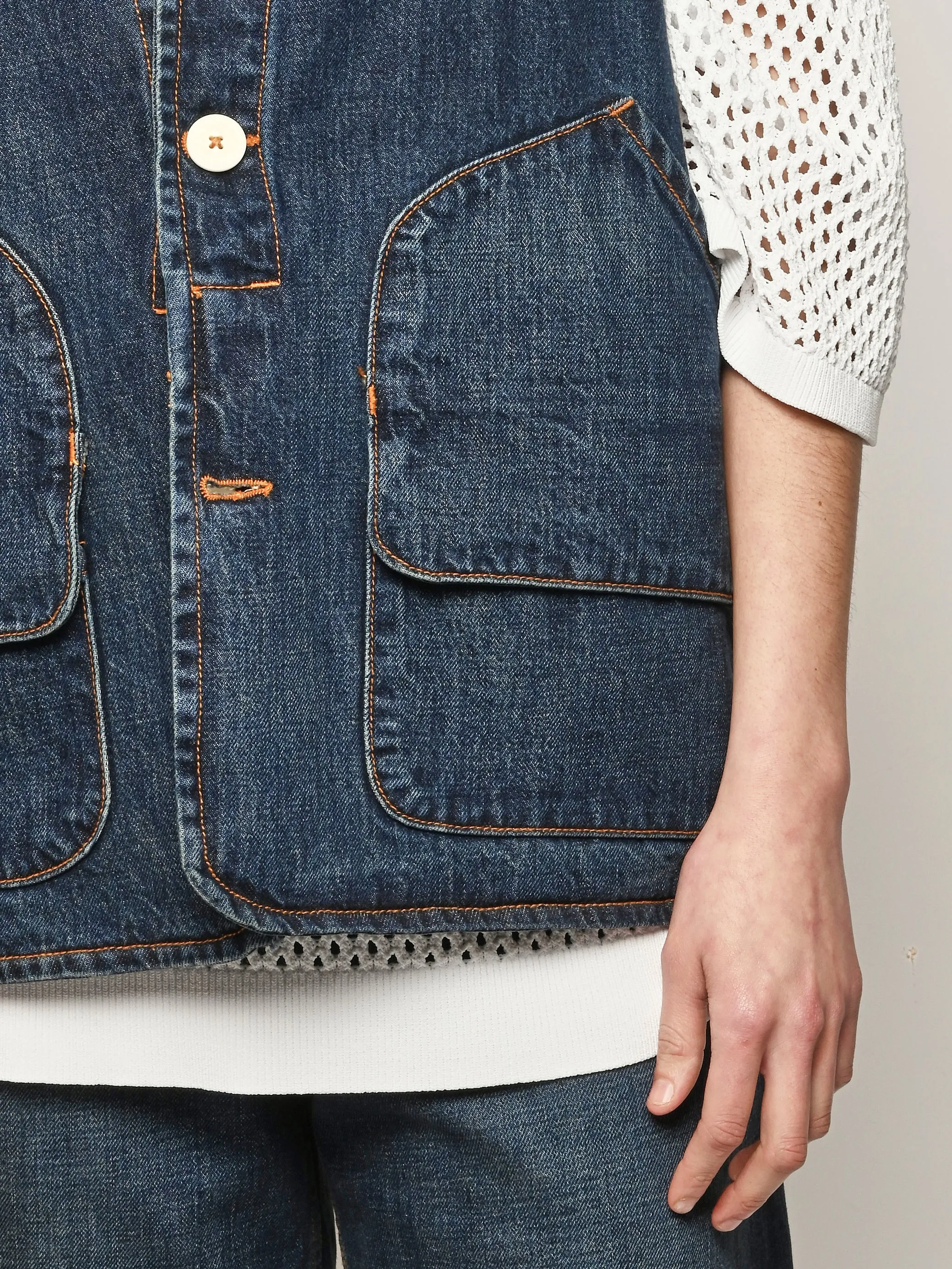 Regenerative Japanese Denim/Medium Roast Director's Vest sold by Frances May Houseline product image thumbnail 4