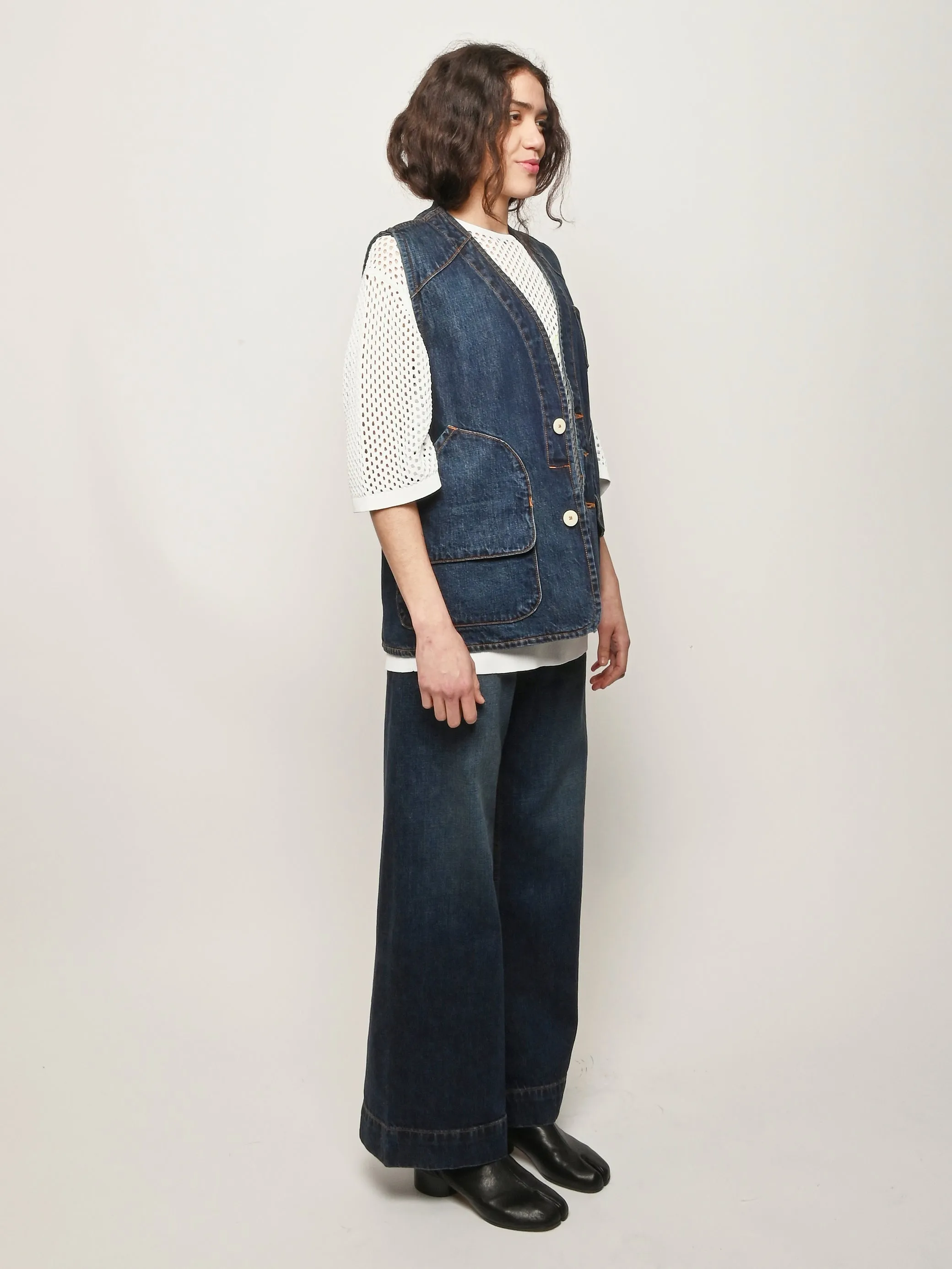 Regenerative Japanese Denim/Medium Roast Director's Vest sold by Frances May Houseline product image thumbnail 5