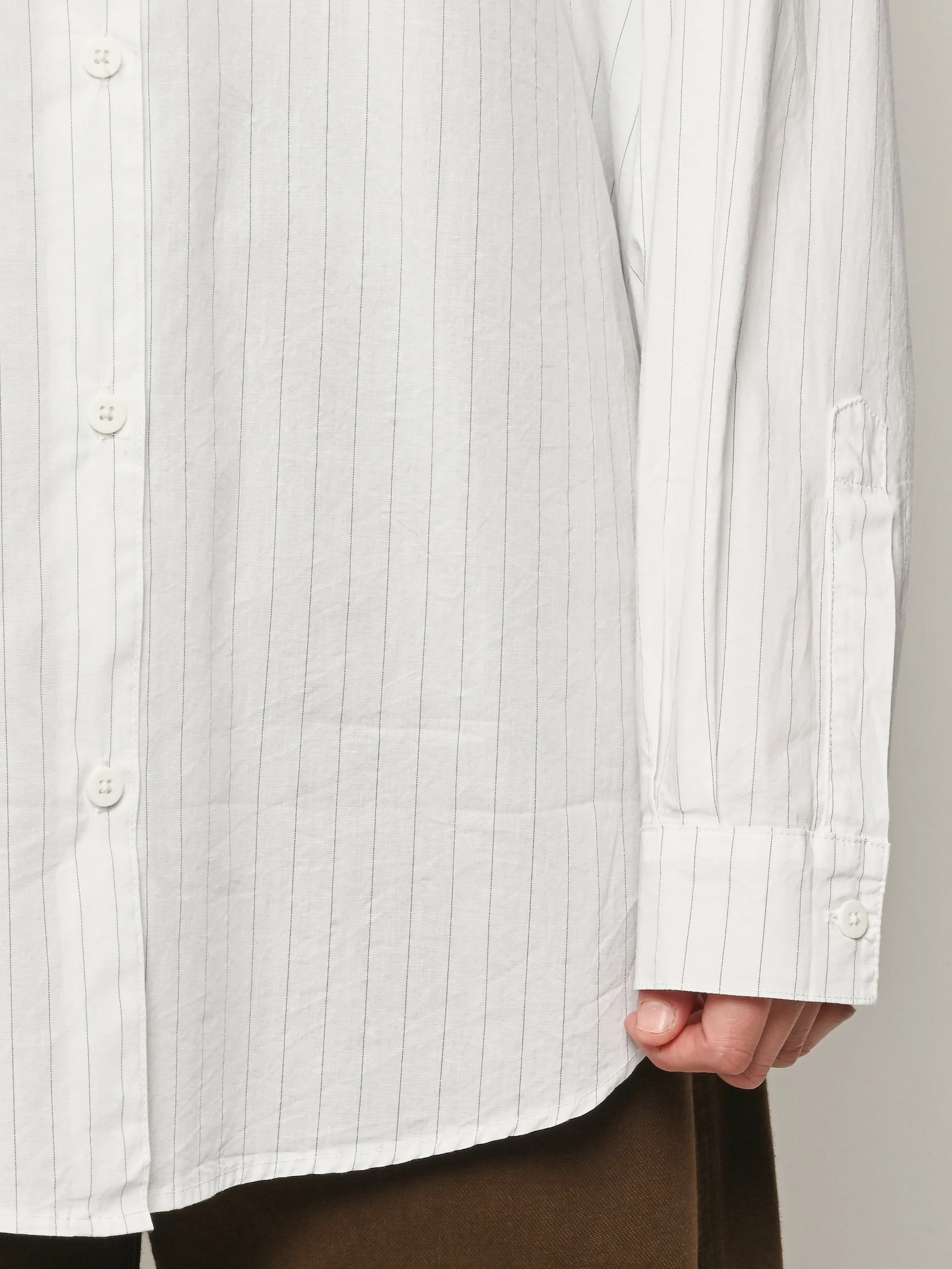 Deadstock Japanese Poplin/White/Fine Grey Pinstripe Alberta Shirt sold by Frances May Houseline product image thumbnail 4