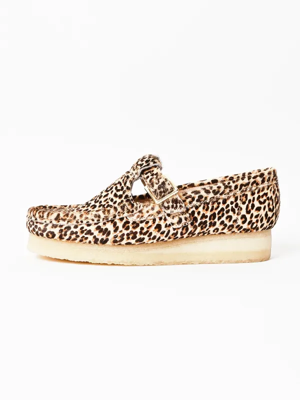 Leopard Print Wallabee T Bar made by Clarks