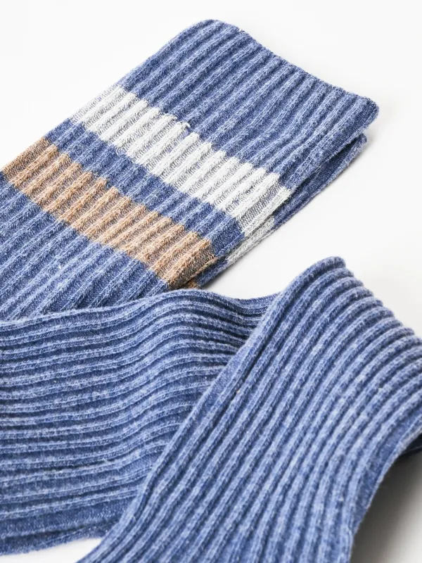 Blue Melange Race Overknee Socks made by Baserange