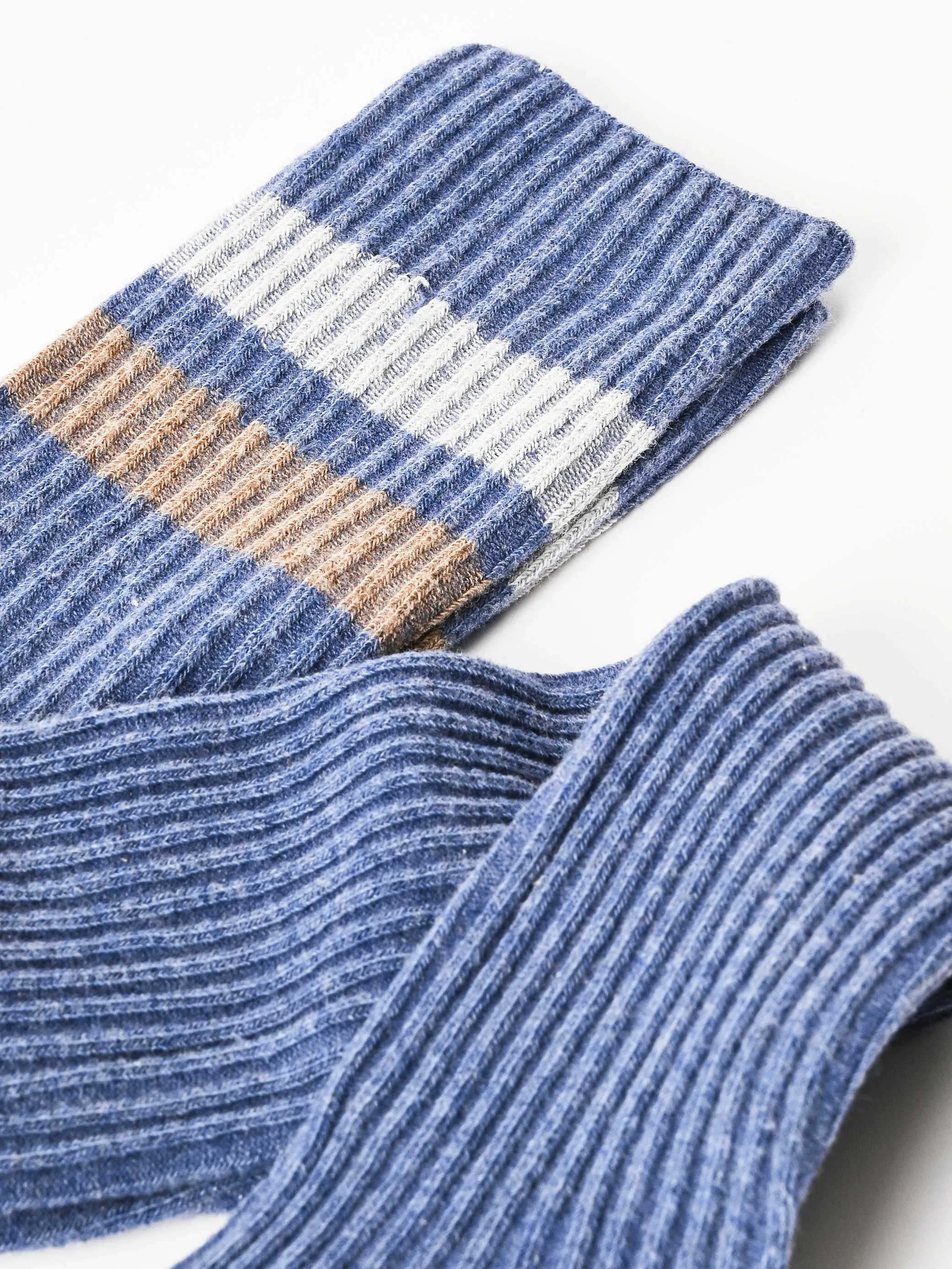 Blue Melange Race Overknee Socks sold by Frances May Houseline