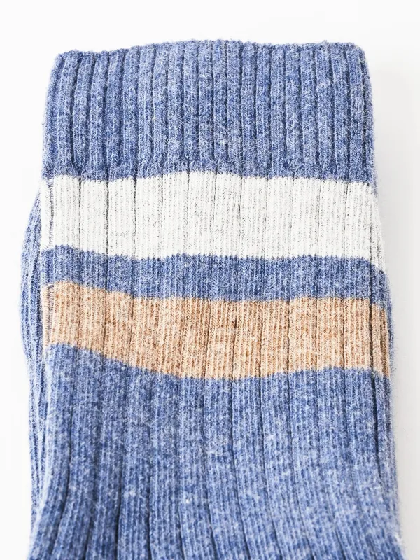 Blue Melange Race Overankle Socks made by Baserange