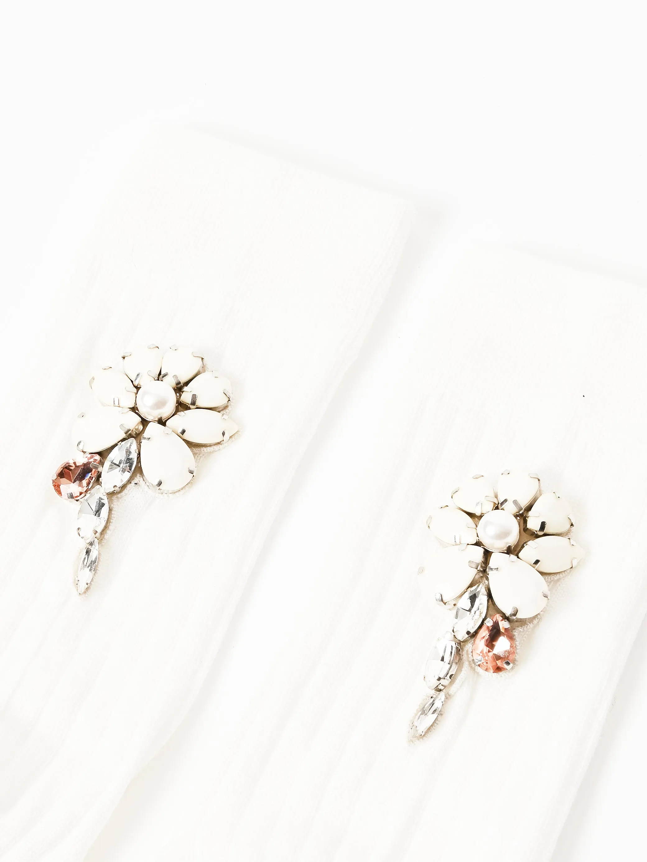 Ivory/Opaque/Clear Poppy Crystal Flower Ribbed Ankle Socks sold by Frances May Houseline product image thumbnail 4