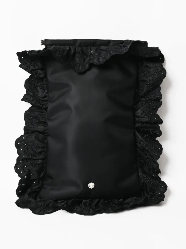 Black Pillowcase Clutch Bag W/Daisy made by Simone Rocha