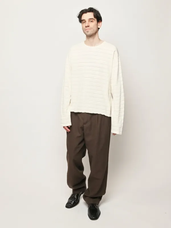 Off White Stripe Round Neck Sweater made by mfpen