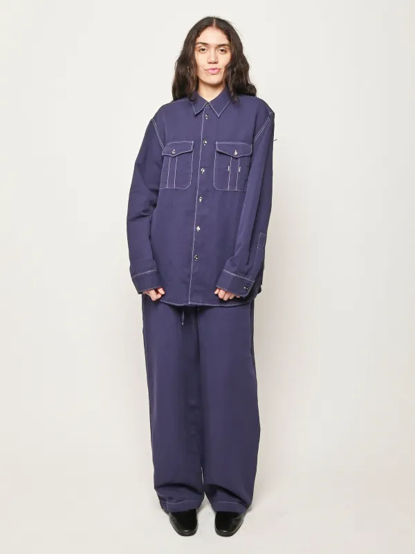 Indigo Louro Women Utility Pocket Shirt made by Studio Nicholson