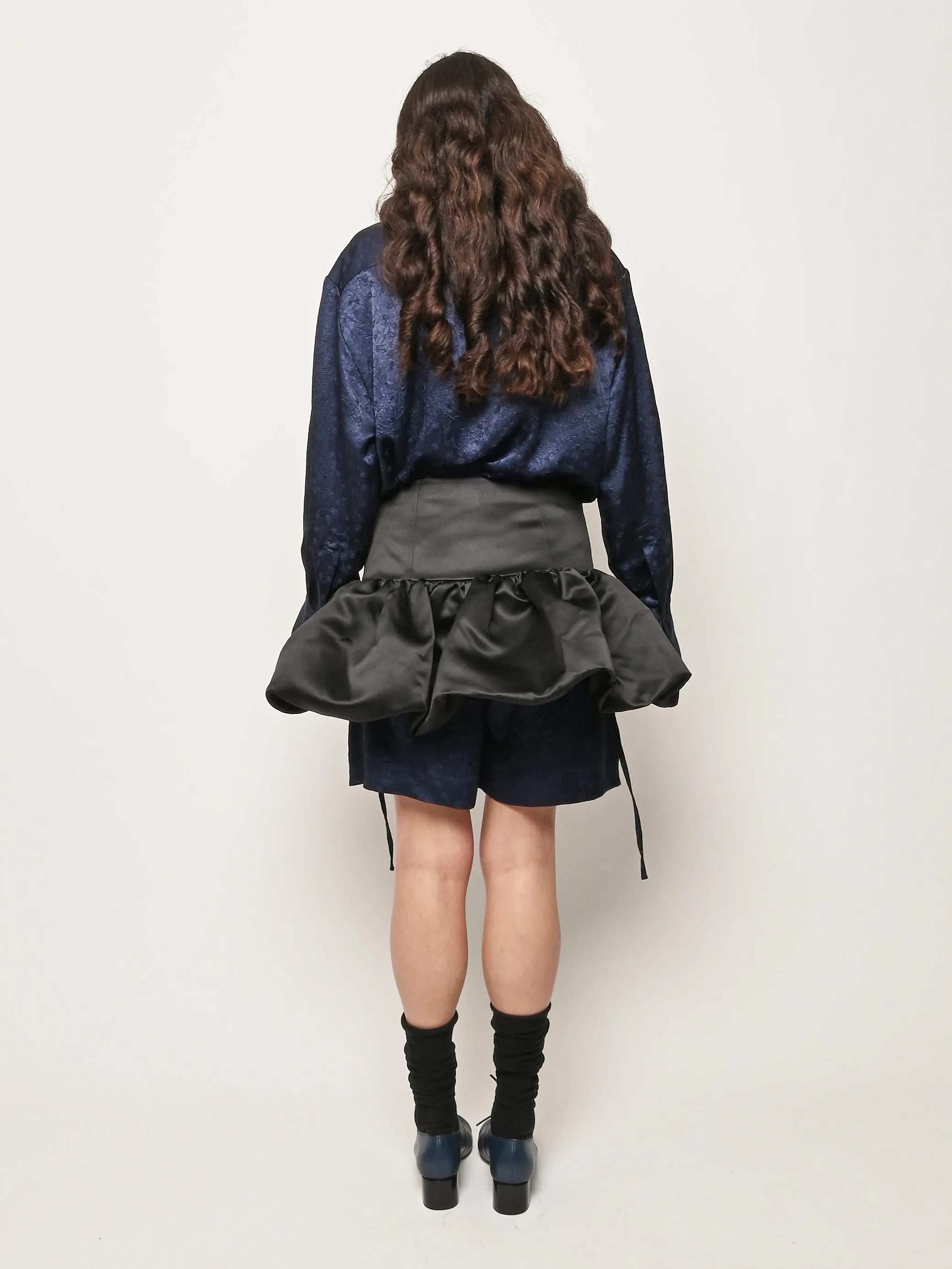 Black Duchesse Satin Mini Skirt sold by Frances May Houseline product image thumbnail 5