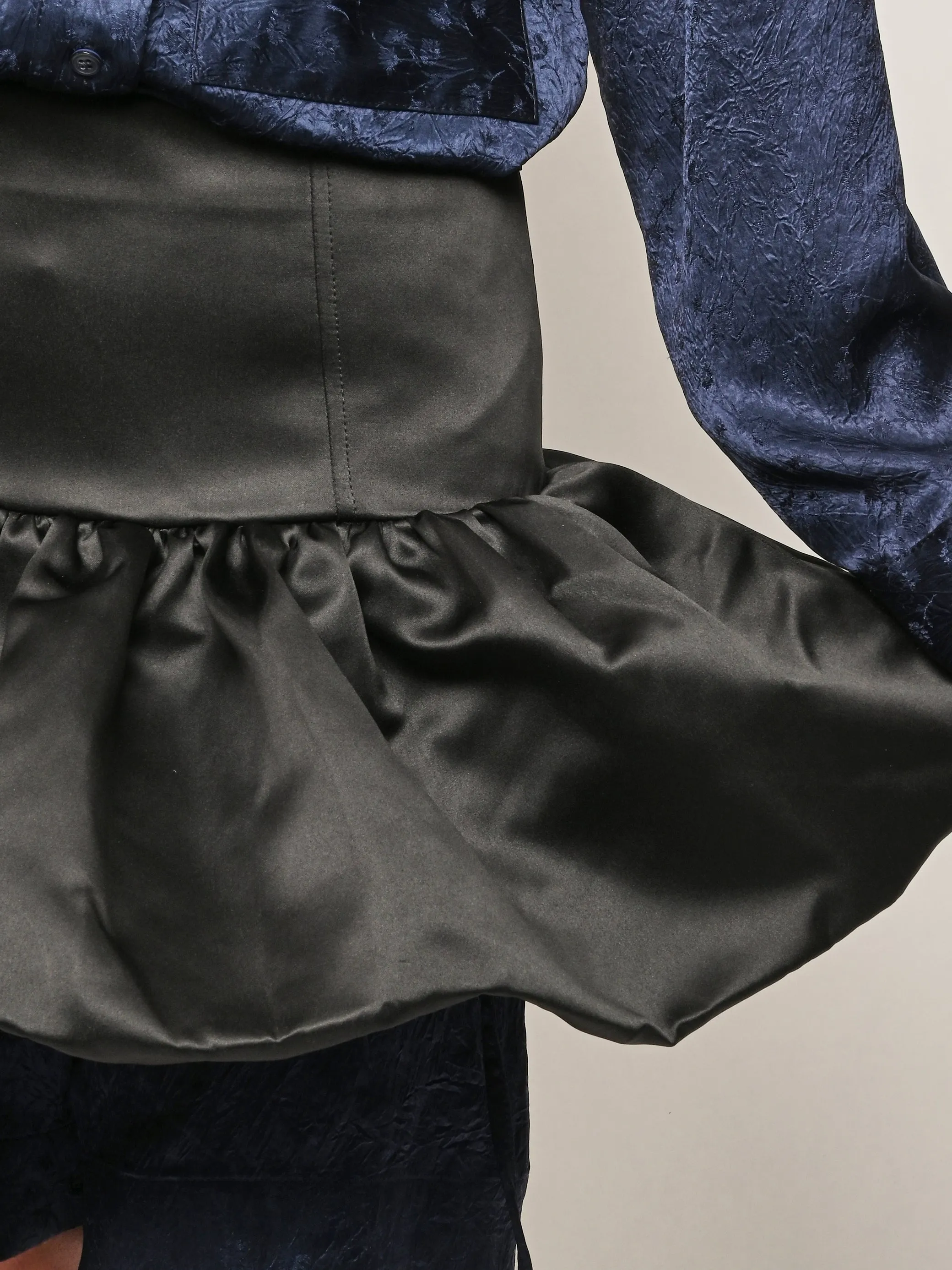 Black Duchesse Satin Mini Skirt sold by Frances May Houseline product image thumbnail 3