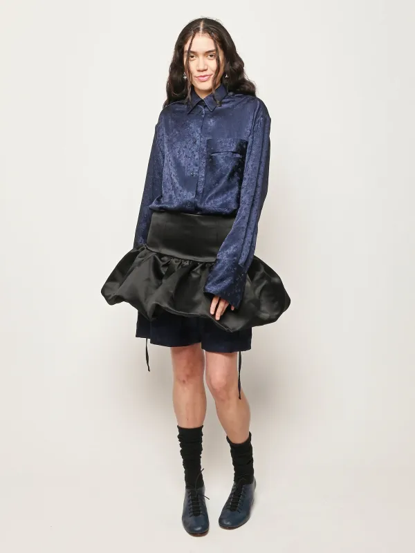 Black Duchesse Satin Mini Skirt made by Ganni