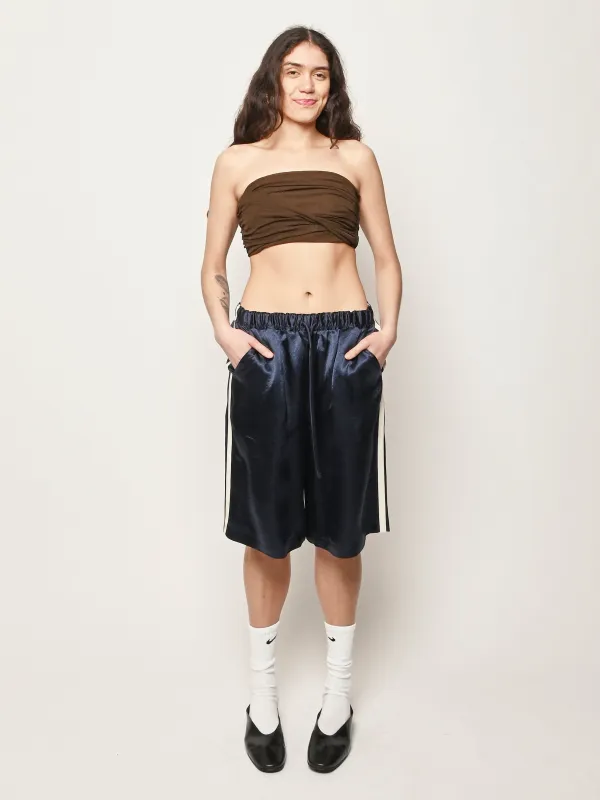 Demitasse Marl Mesh Draped Bandeau Top made by Ganni