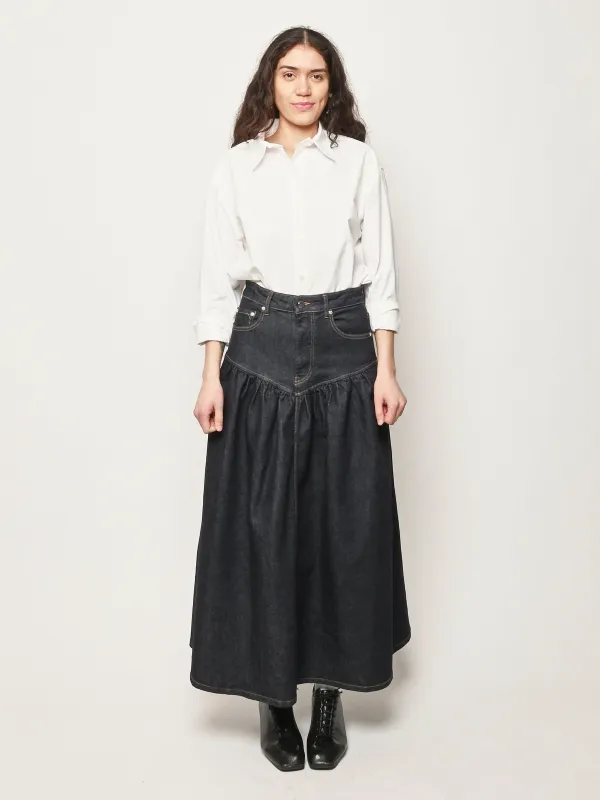 Rinse Stretch Denim Long Skirt made by Ganni