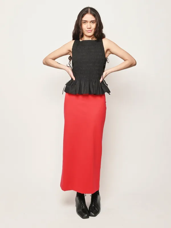 Black Cotton Poplin Smock Tie String Top made by Ganni