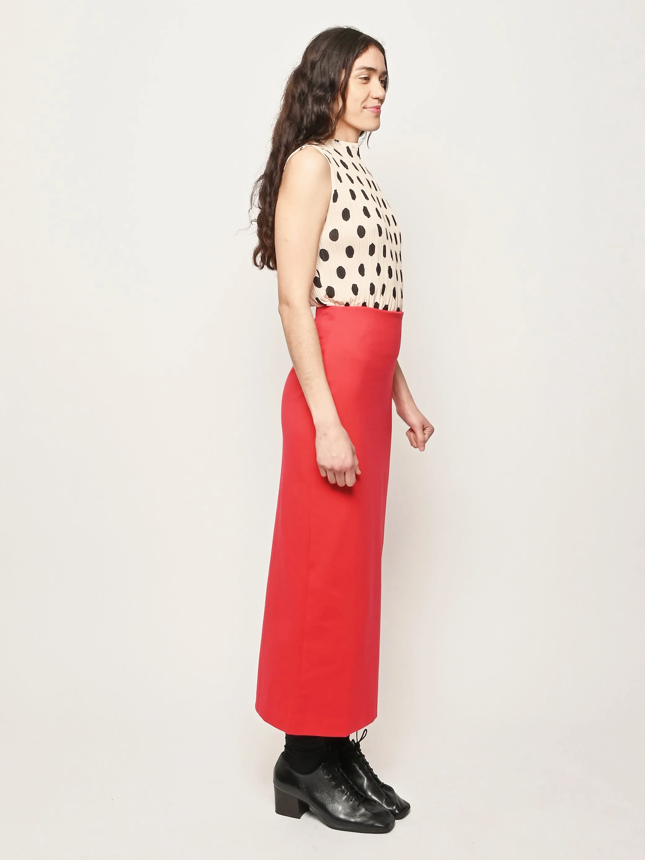 Red Compact Ultra Stretch Knit Pencil Skirt sold by Frances May Houseline product image thumbnail 5