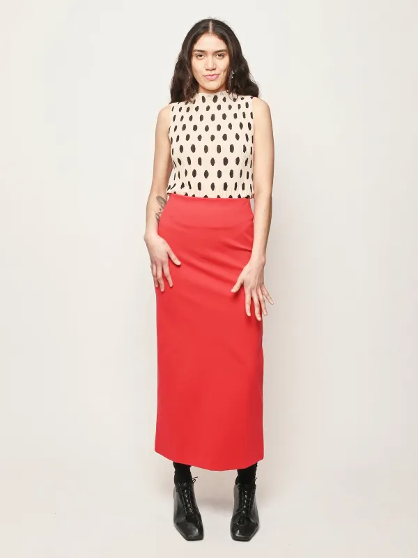 Red Compact Ultra Stretch Knit Pencil Skirt made by Tibi