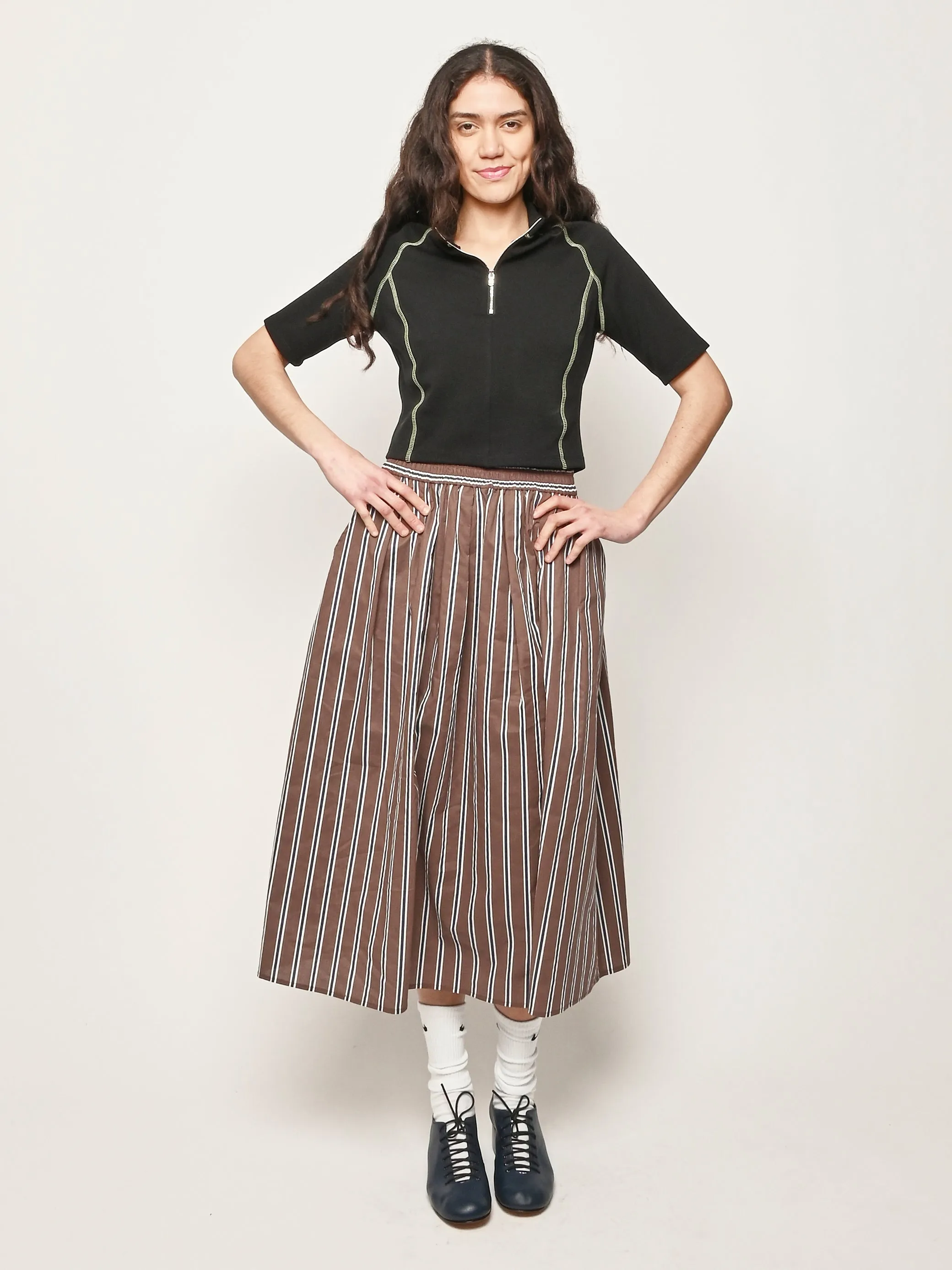 Cambridge Brown Stripe Mel Skirt sold by Frances May Houseline