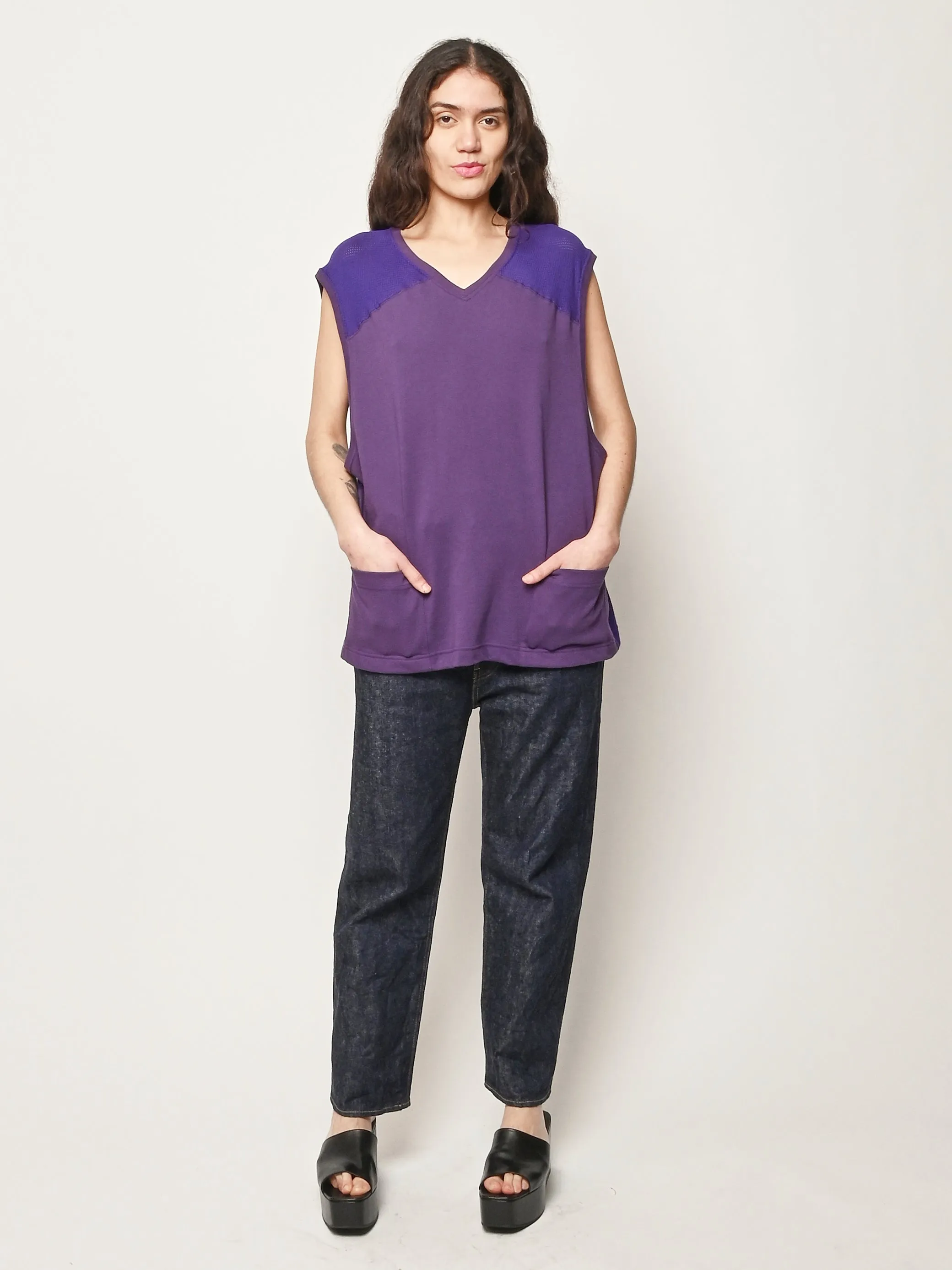 Violet Cotton Fine Mesh Vest sold by Frances May Houseline