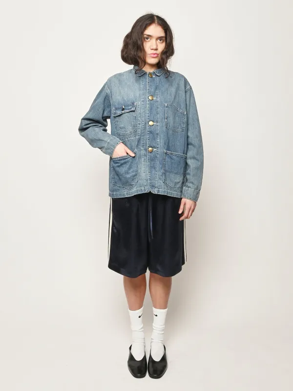 Light Vintage Denim Short Chore Jacket made by Chimala