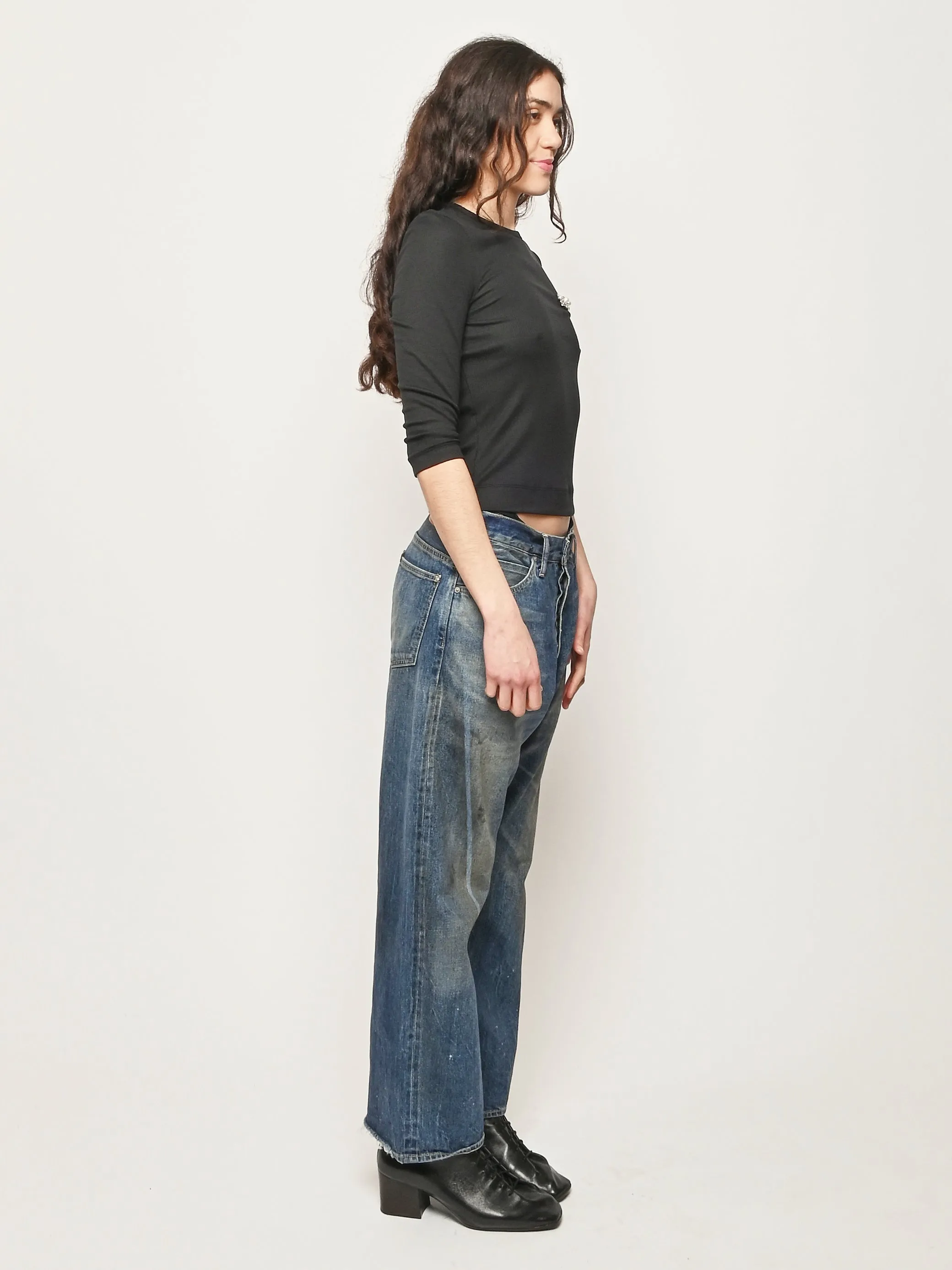 Medium Vintage Selvedge Denim Baggy Cut sold by Frances May Houseline product image thumbnail 5