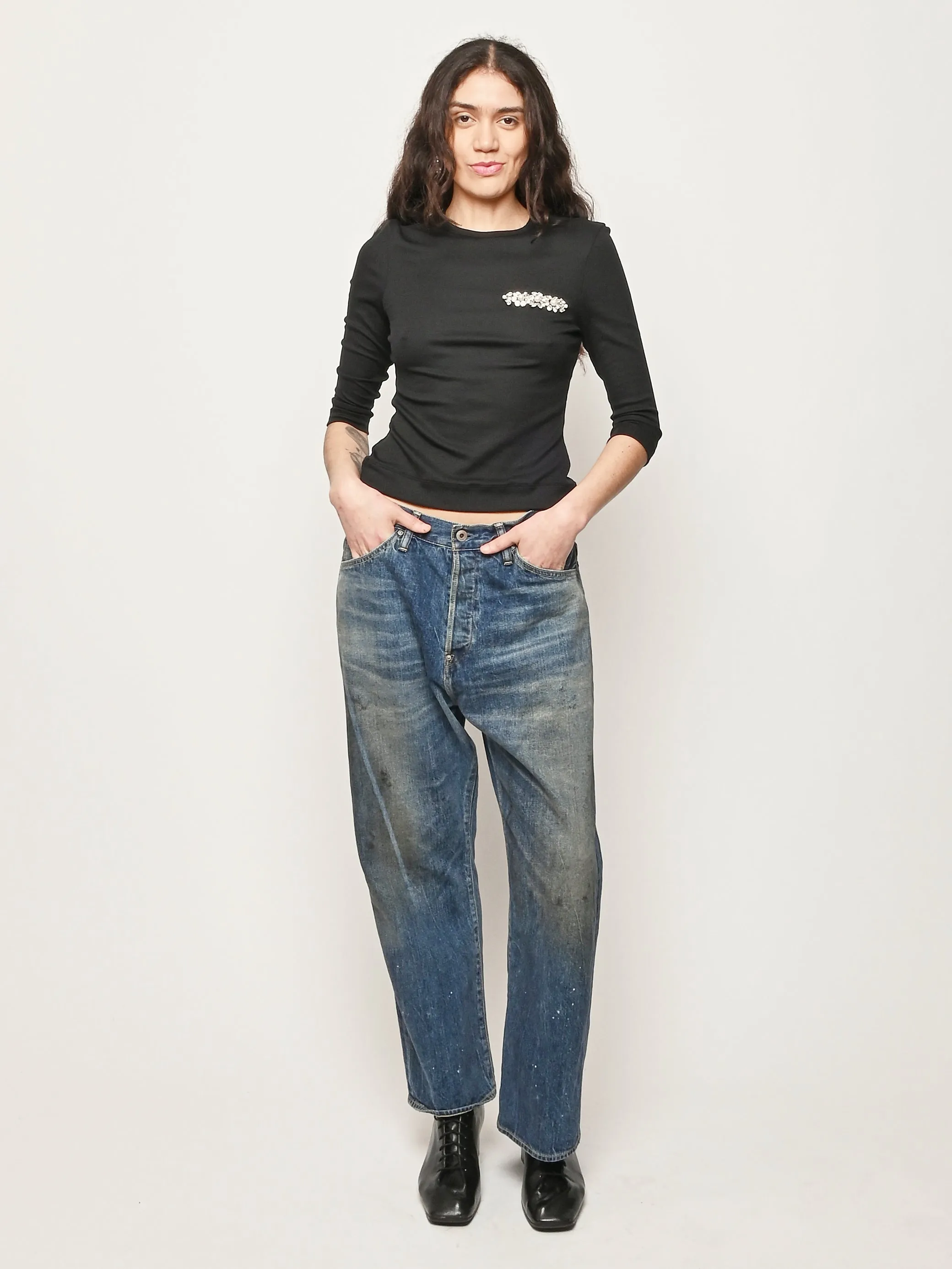 Medium Vintage Selvedge Denim Baggy Cut sold by Frances May Houseline