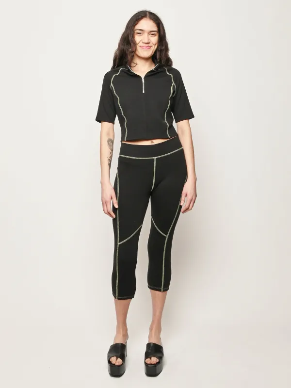 Black/Pistachio Scuba Capri Pants made by NOMIA