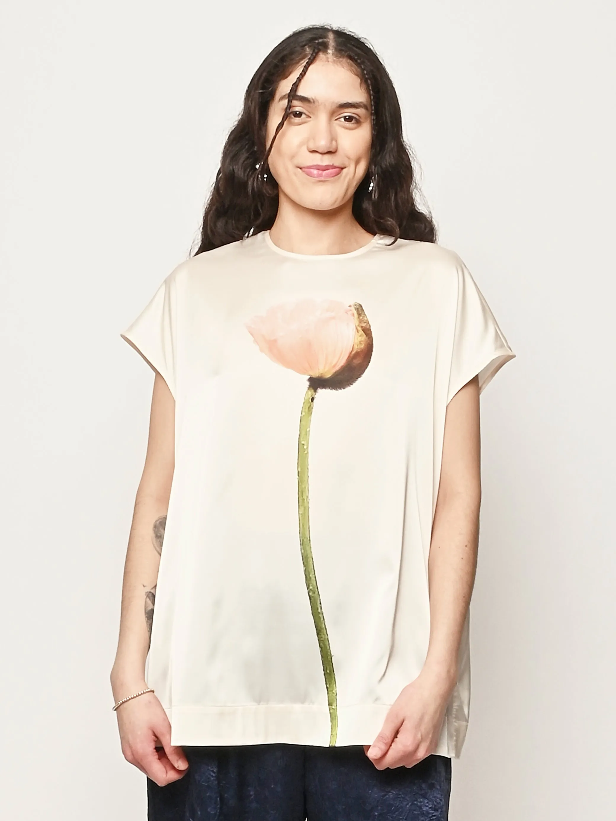 Cream Poppy Motif Smock Top sold by Frances May Houseline product image thumbnail 2