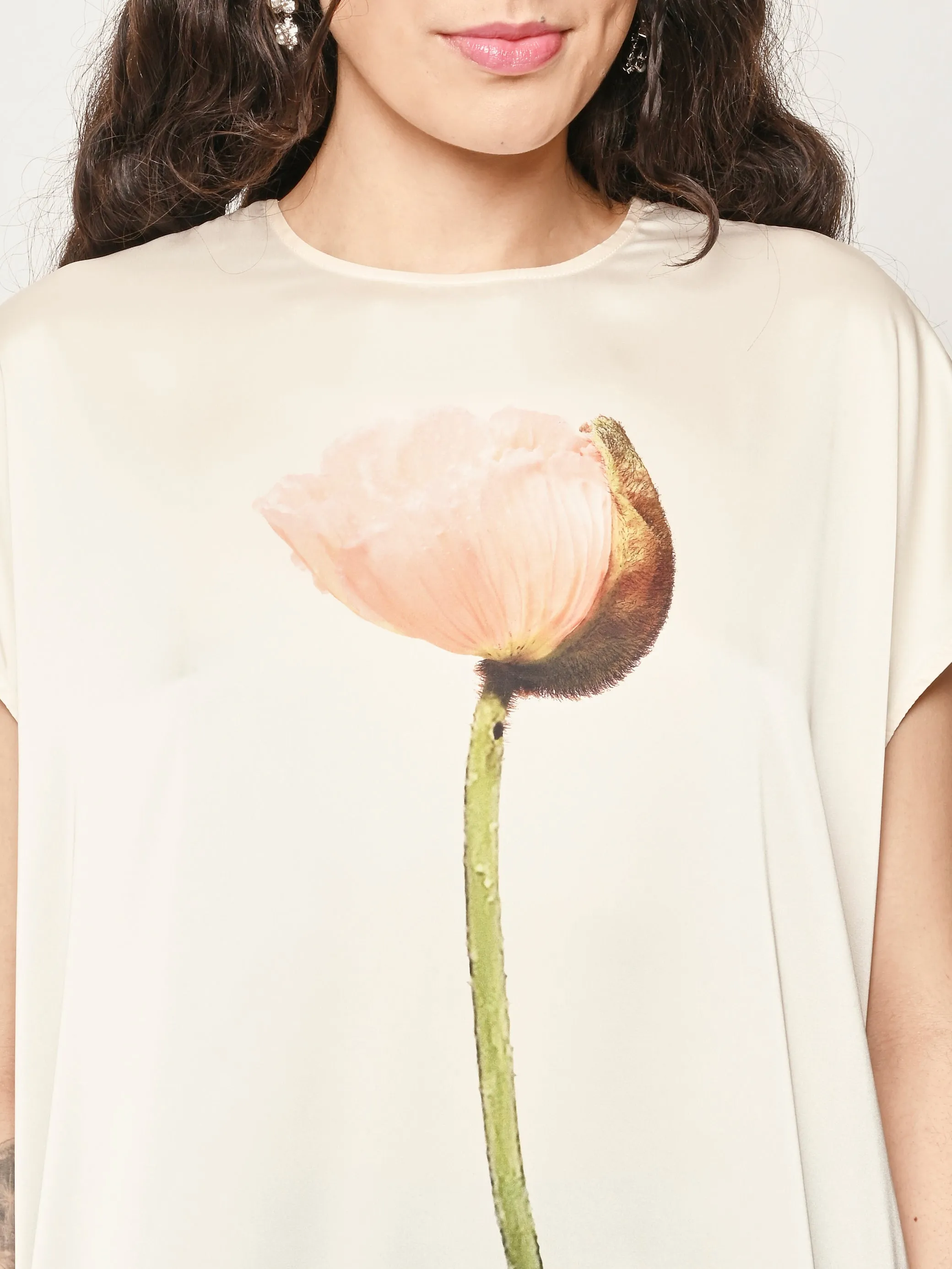 Cream Poppy Motif Smock Top sold by Frances May Houseline product image thumbnail 3