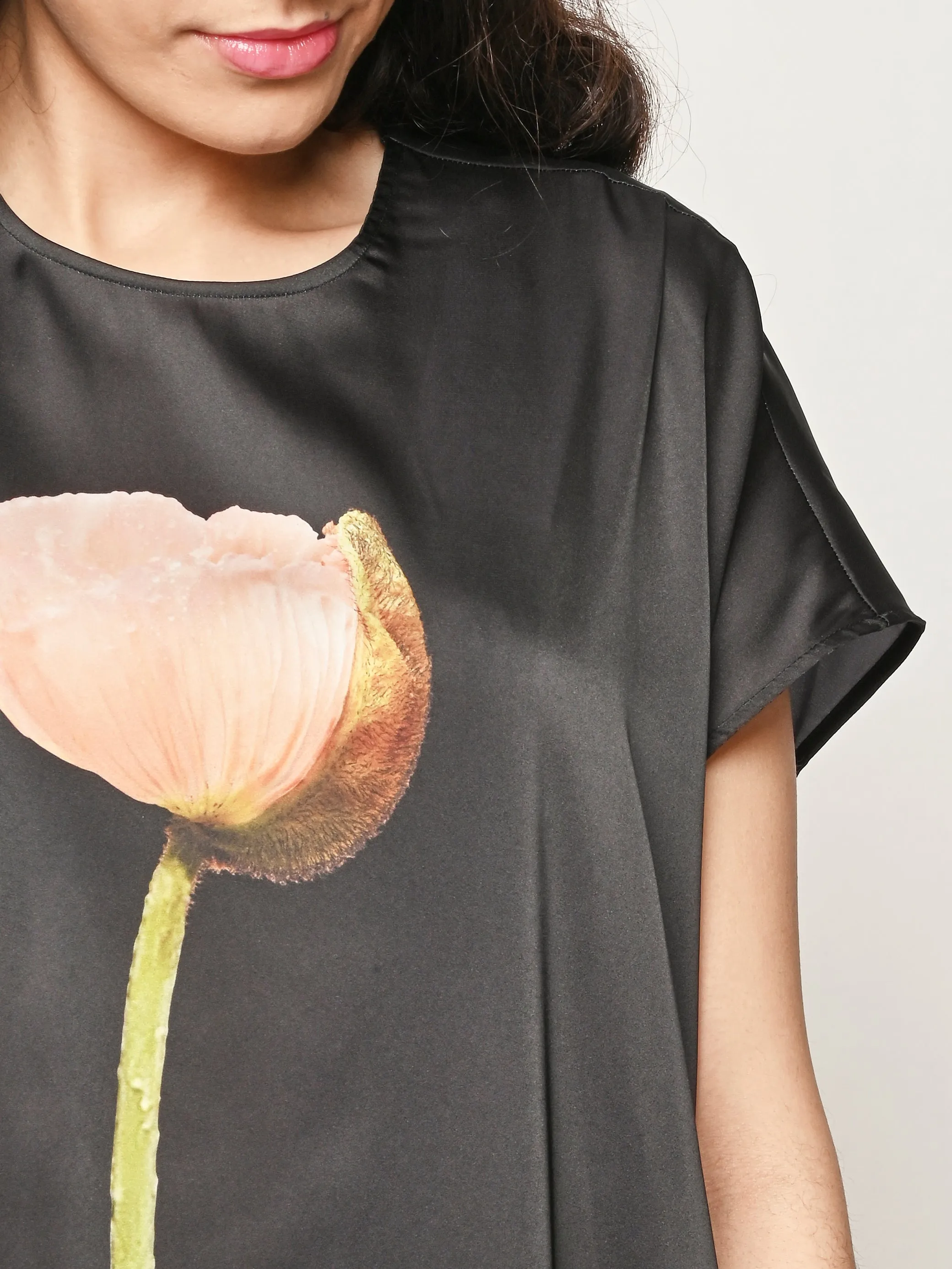 Black Poppy Motif Smock Dress sold by Frances May Houseline product image thumbnail 3