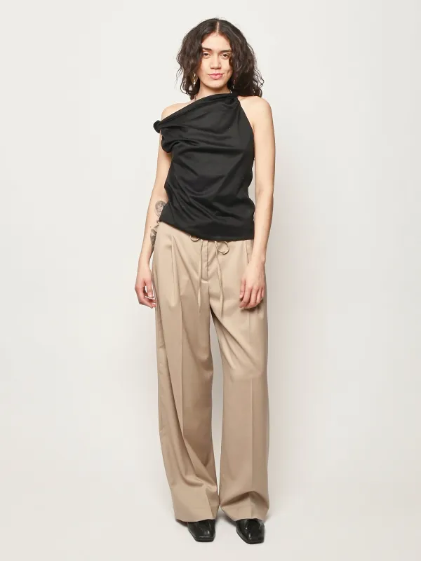 Black Sculptural Cotton Silk Top made by Rohe