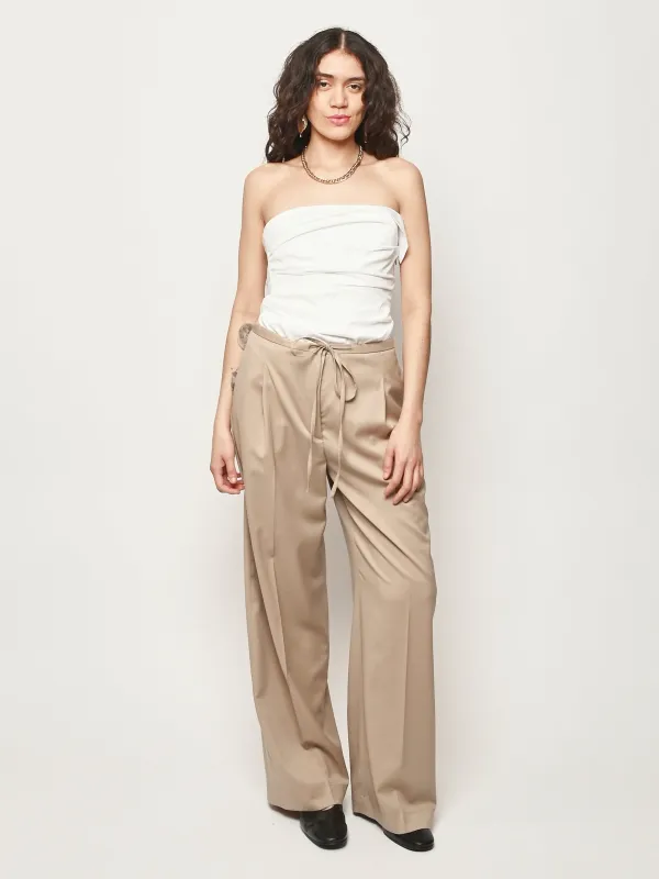 Beige Relaxed Drawstring Trousers made by Rohe