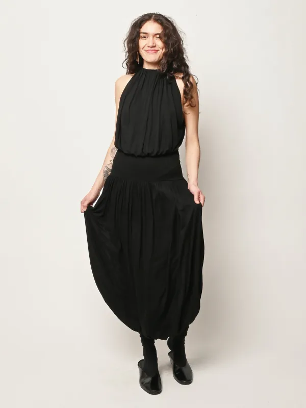 Black Soft Gathered Dress made by Toteme