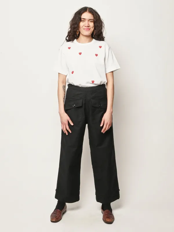 White w/ Red Hearts T-Shirt made by Frances May Houseline