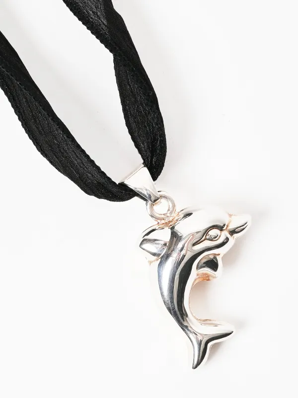 Puffed Dolphin On Silk Necklace made by Frances May Houseline