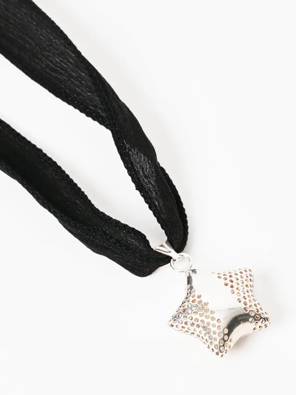 Puffed Star On Silk Necklace made by Frances May Houseline