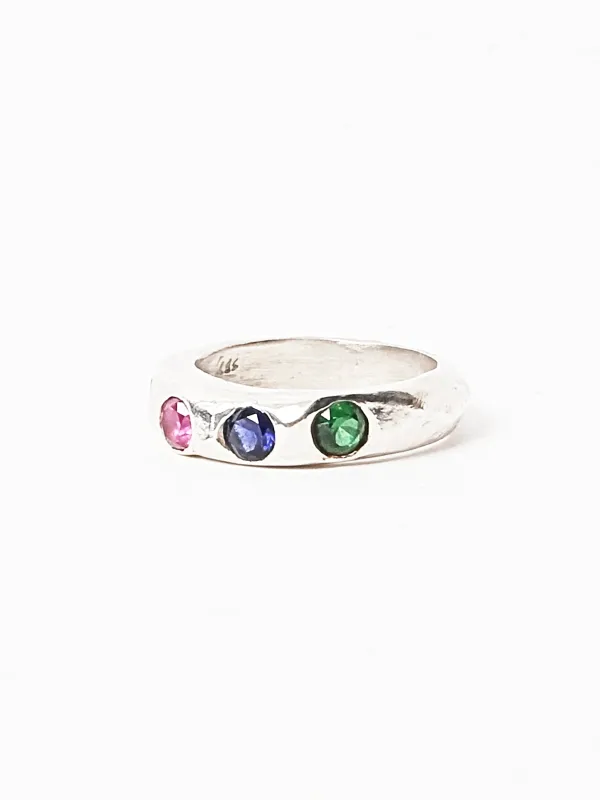 Garnet/Ruby/Saphire/Emerald Gem Chunk Ring made by Frances May Houseline