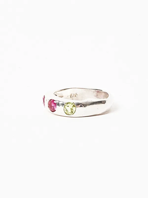 Peridot/Ruby Gem Chunk Ring made by Frances May Houseline