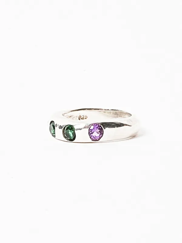 Emerald/Amethyst Gem Chunk Ring made by Frances May Houseline