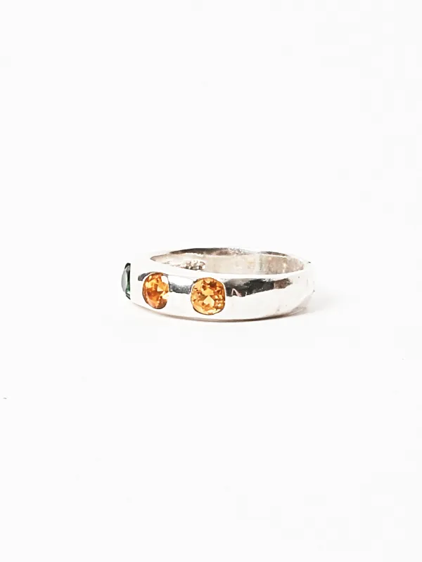 Citrine/Emerald Gem Chunk Ring made by Frances May Houseline