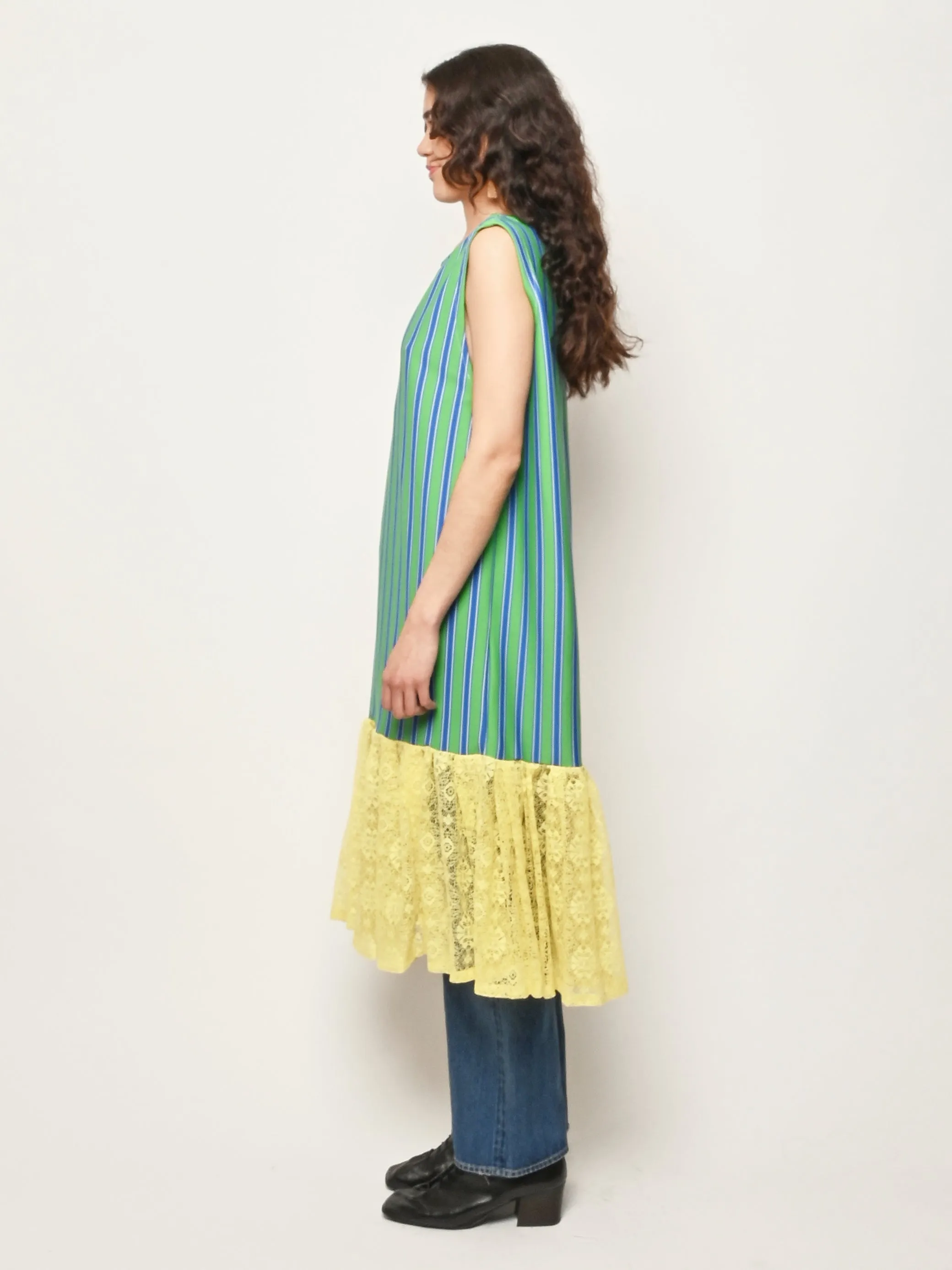 Green/Blue/Yellow Stripe Lace Dress sold by Frances May Houseline product image thumbnail 5