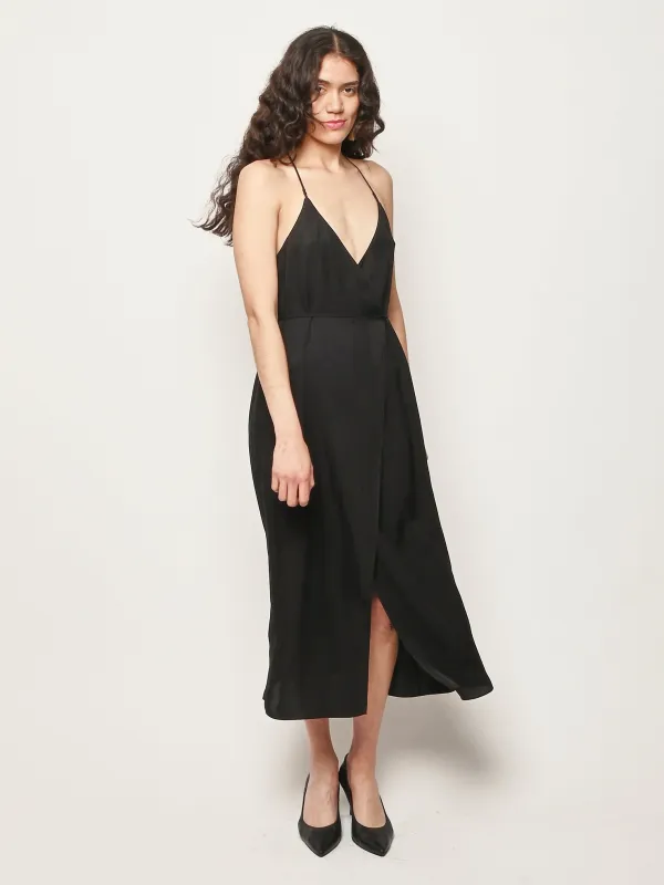 Black Summer Slip Wrap Dress made by Tibi