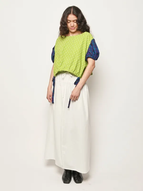 Navy/Green Polka Dots Tinkerbell Top made by Frances May Houseline