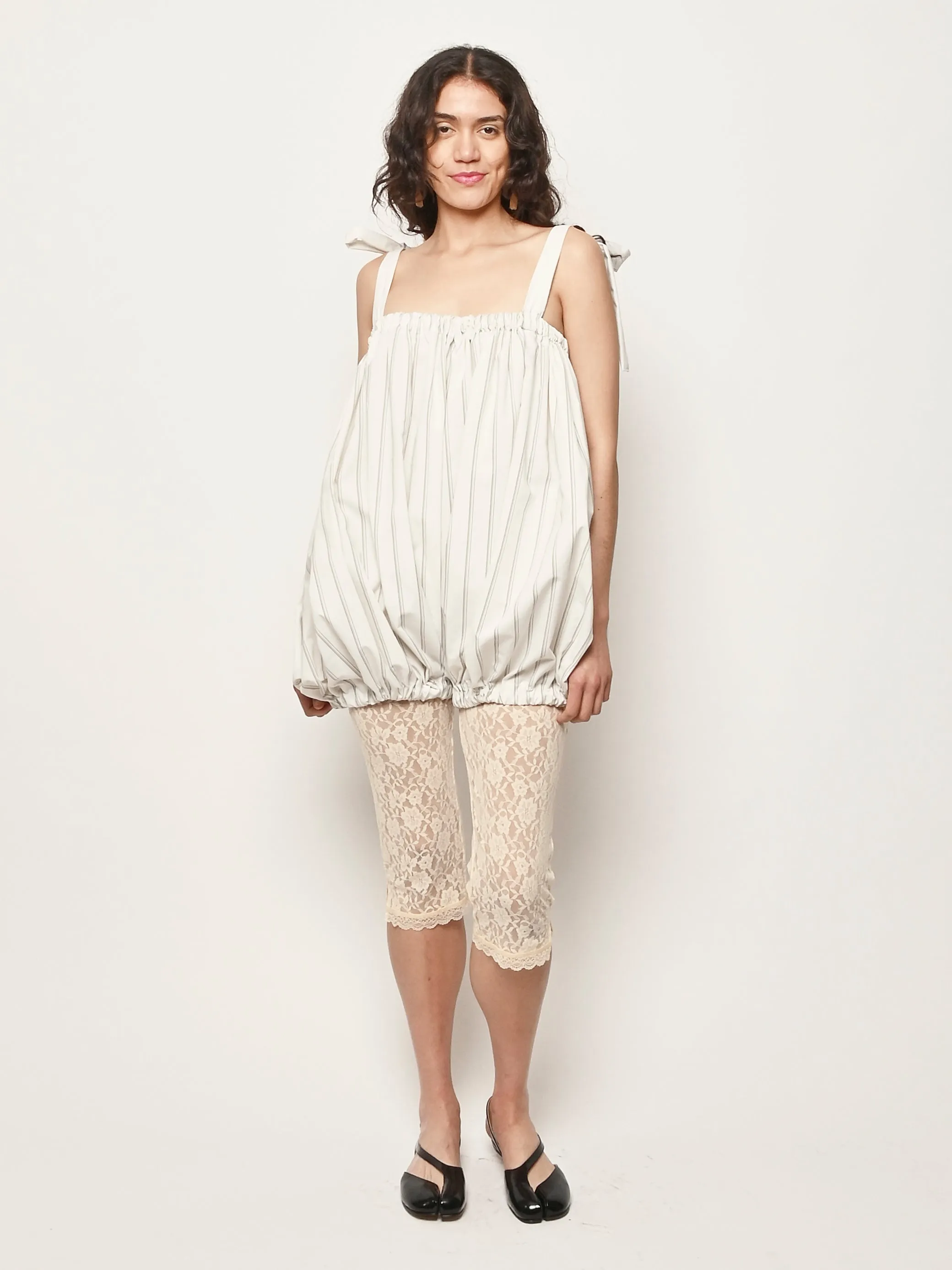 White/Grey Stripe Romper sold by Frances May Houseline product image thumbnail 2