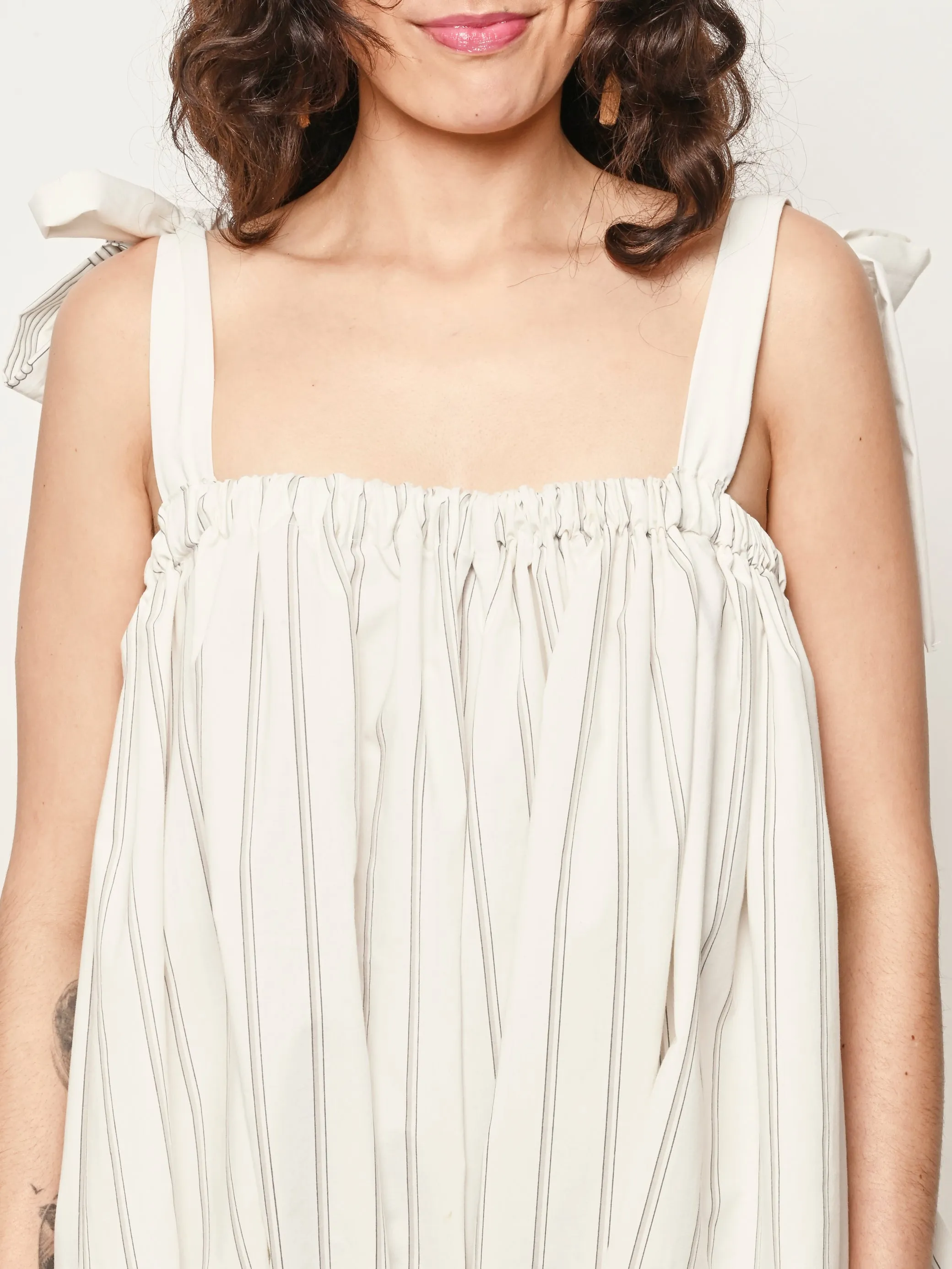 White/Grey Stripe Romper sold by Frances May Houseline product image thumbnail 3