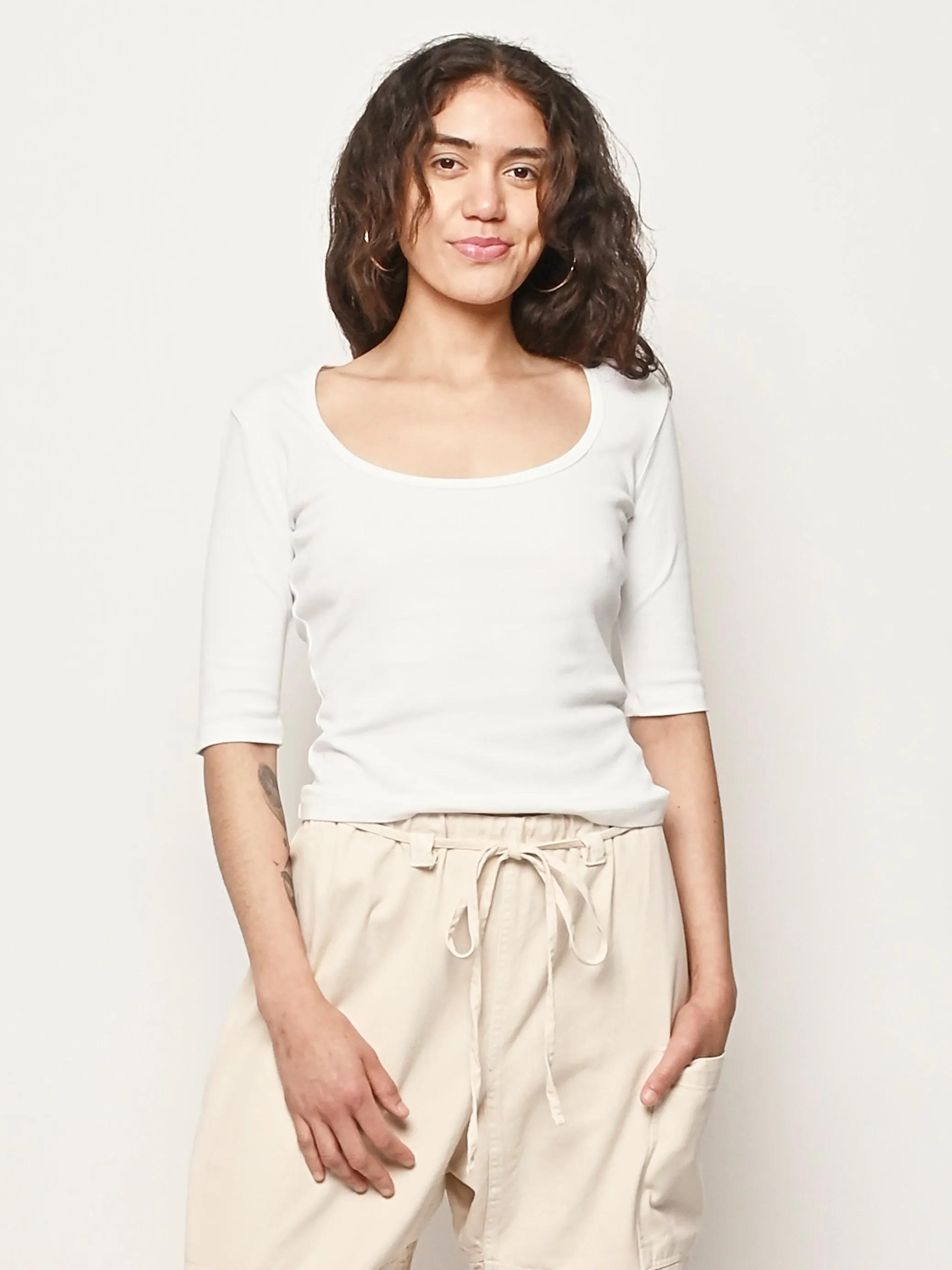 White Celine Half-Sleeve Top sold by Frances May Houseline product image thumbnail 2