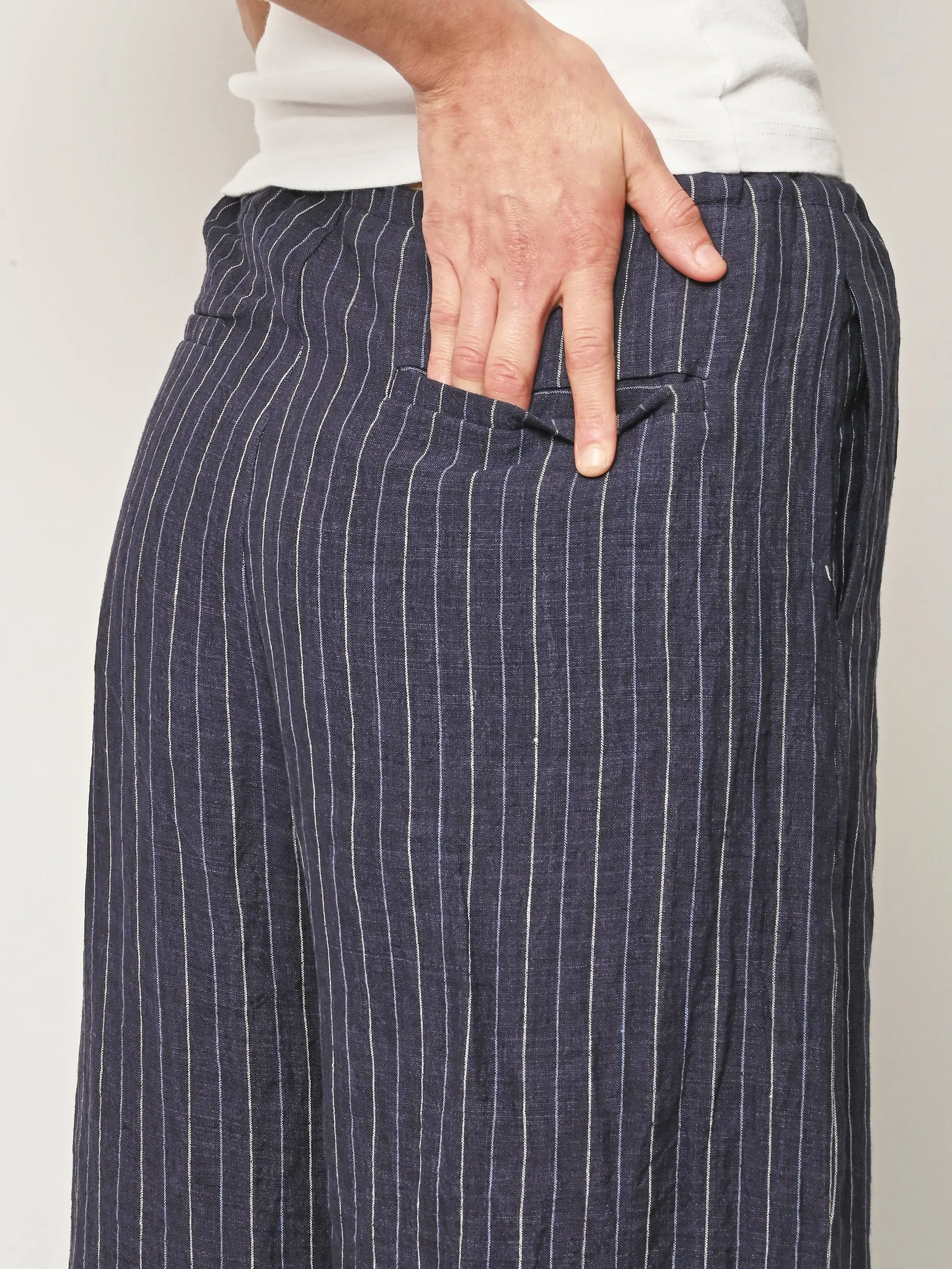 Navy Pinstripe Mina Pants sold by Frances May Houseline product image thumbnail 3