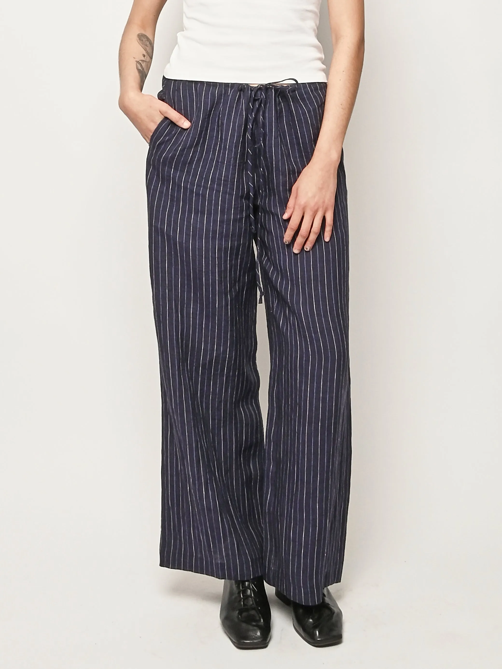 Navy Pinstripe Mina Pants sold by Frances May Houseline product image thumbnail 2