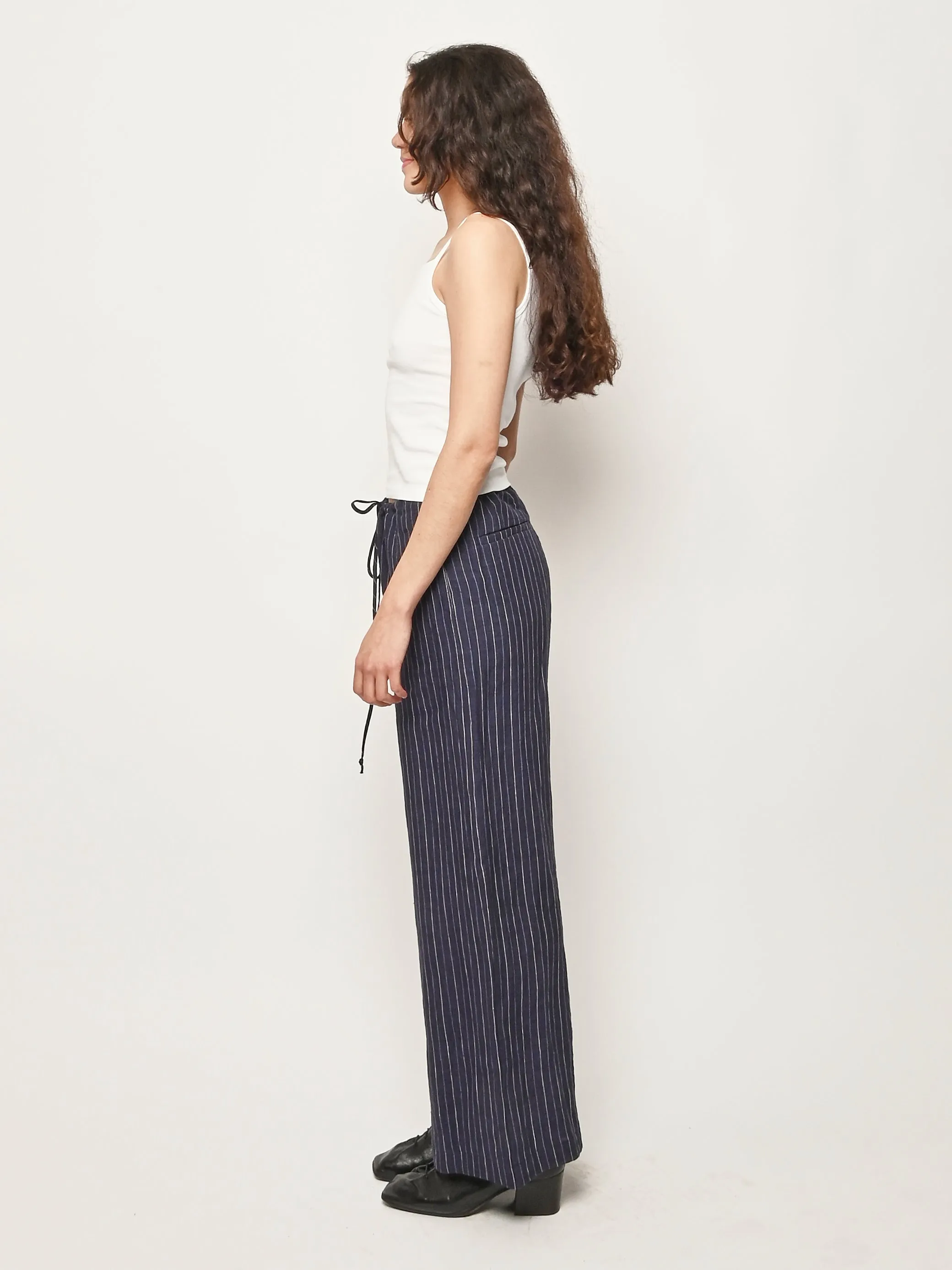 Navy Pinstripe Mina Pants sold by Frances May Houseline product image thumbnail 5