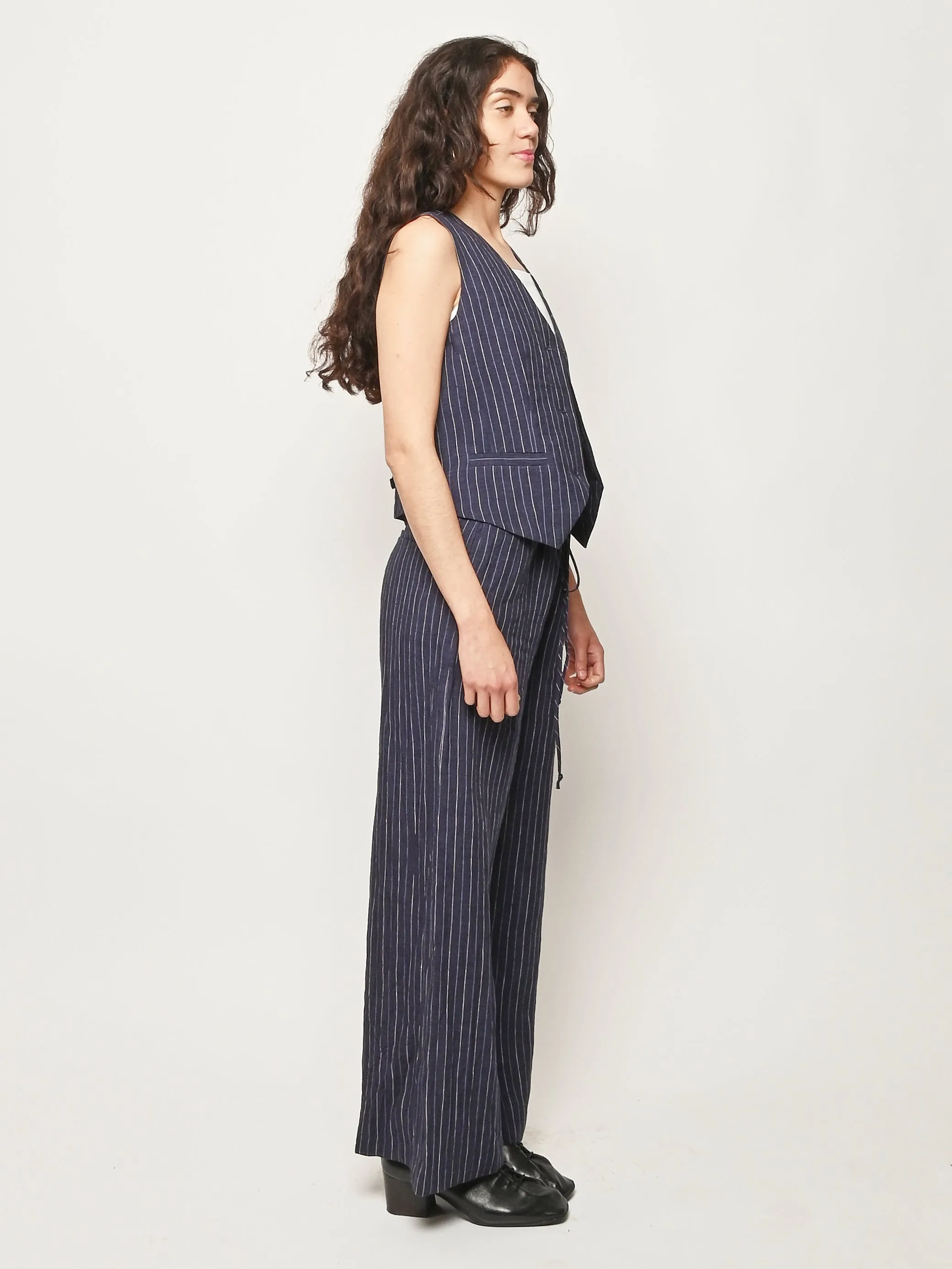 Navy Pinstripe Martin Vest sold by Frances May Houseline product image thumbnail 5